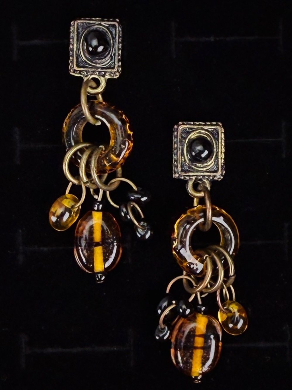 Beautiful, vintage, bohemian chic costume, long dangle pierced earrings